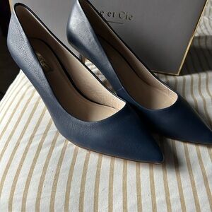 Louise et Cie Navy Leather Heels